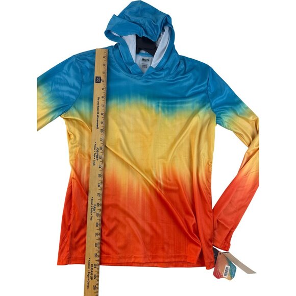 Uzzi Gradient Ombre Hoodie L 14-16  Rainbow Fishing Shirt UPF Long Sleeve - Picture 6 of 7